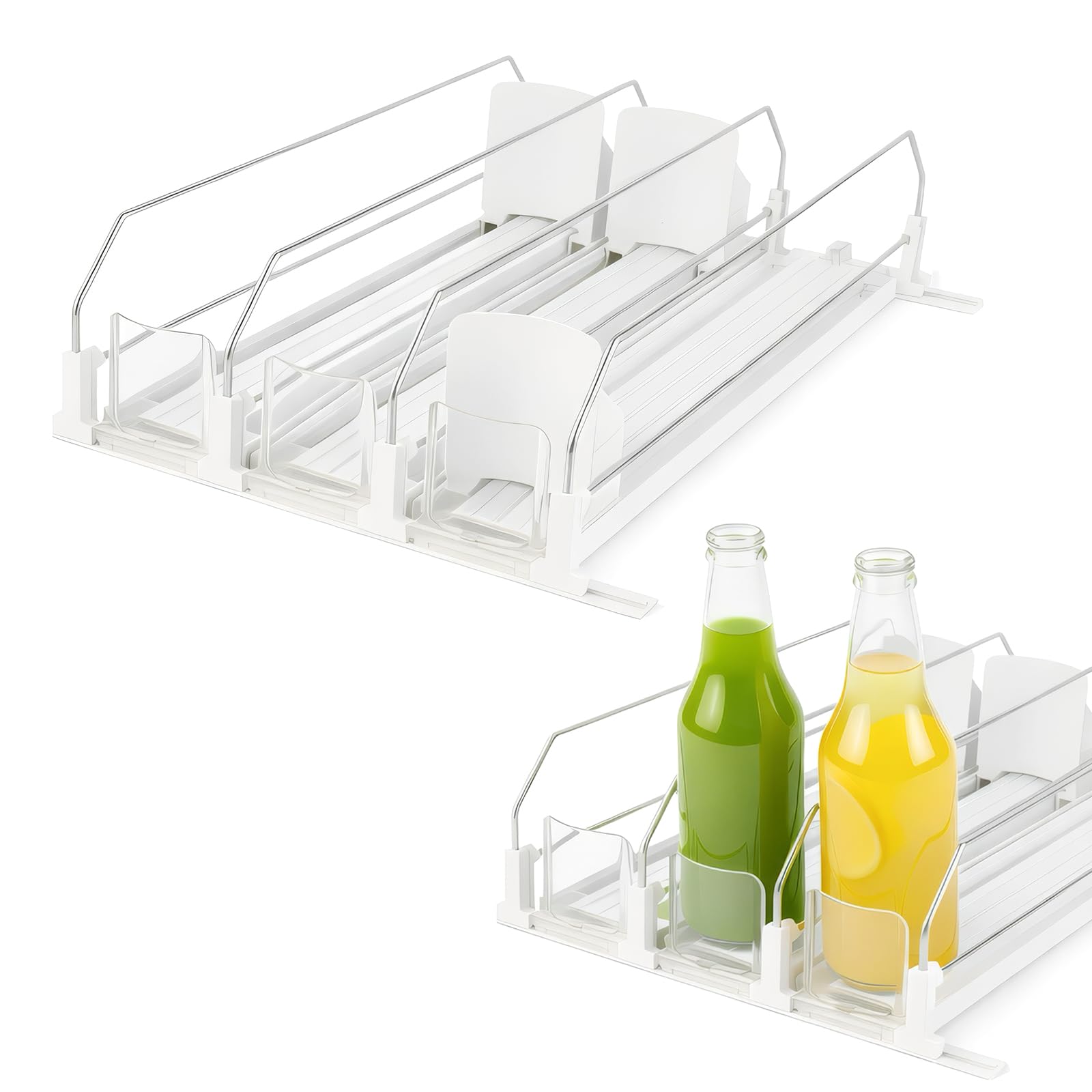 SUNNYNEST Automatic Can Dispenser for Refrigerator, Self-Pushing Fridge Drink Organizer with Spring Pusher, Adjustable Soda & Beer Can Holder for 12/25 Cans, 3/5 Rows Space-Saving (3 Rows)