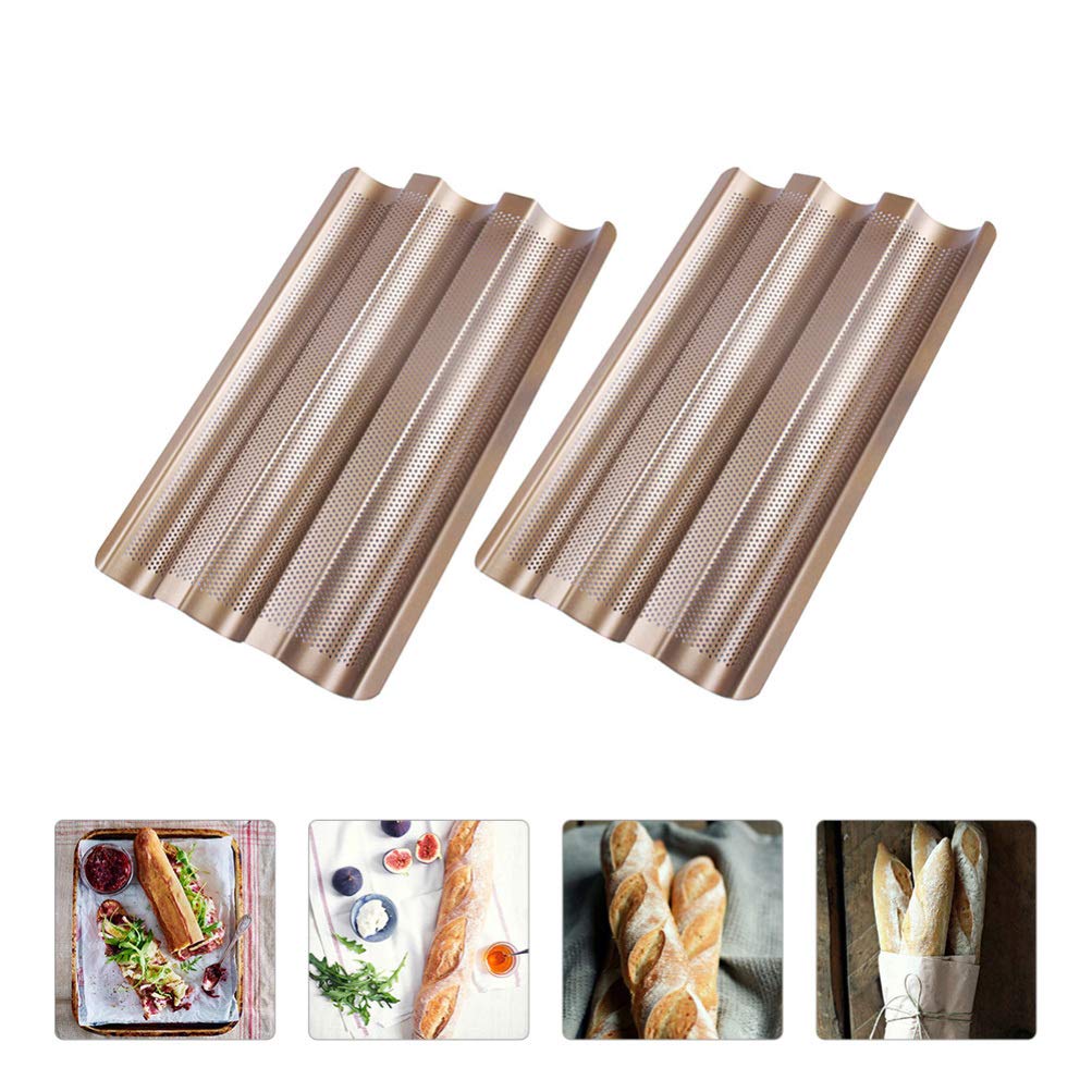 Cabilock Moules à Pain Design Perforé en Acier Carbone Lot de 2 Antiadhésifs 3 Vagues pour Pâtisserie et Cuisson de Pain la Maison