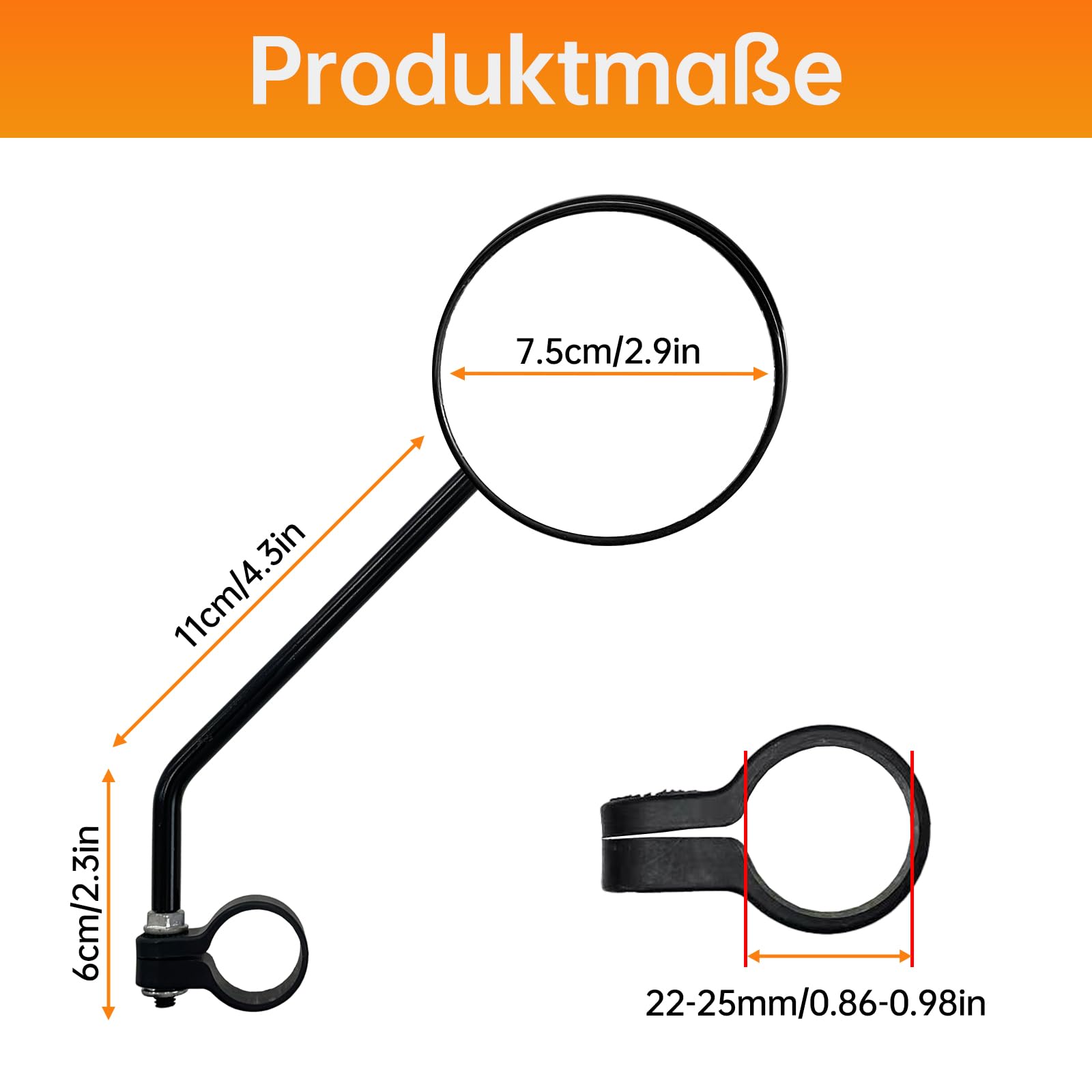 Specchietto retrovisore per bicicletta Homieway, 2 pezzi specchietto retrovisore per bicicletta, specchietto retrovisore HD in vetro reale per e-bike, superficie dello specchio extra grande
