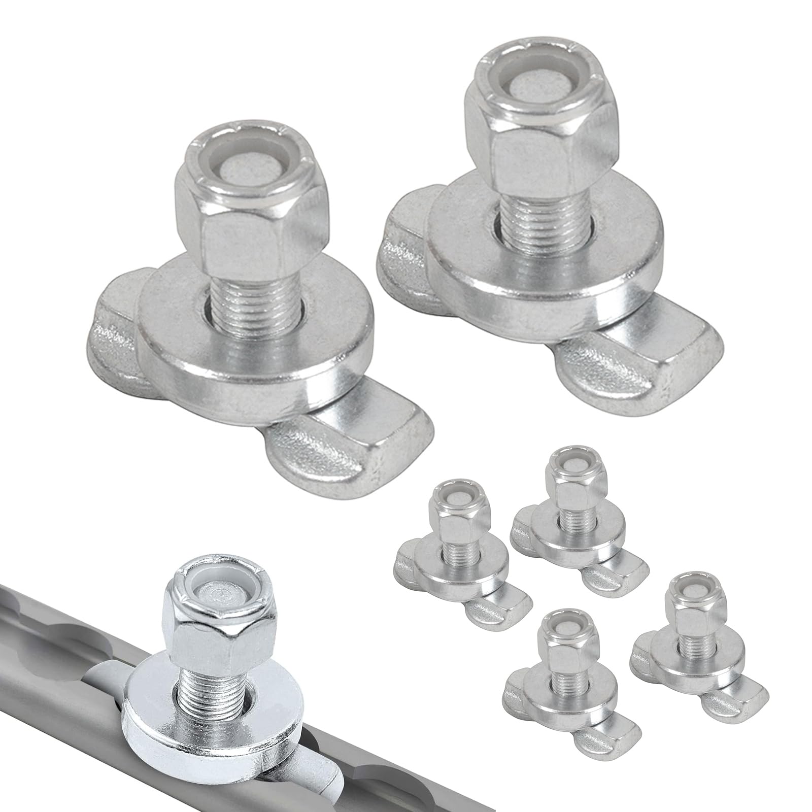 Oldbones L-Track Double Lug Threaded Stud with 3/8-24 UNC Thread - L-Track Rail Tie-Down Anchor for Enclosed Trailers, Cargo Vans & Aircraft, 6 Pack (Rail Not Included)
