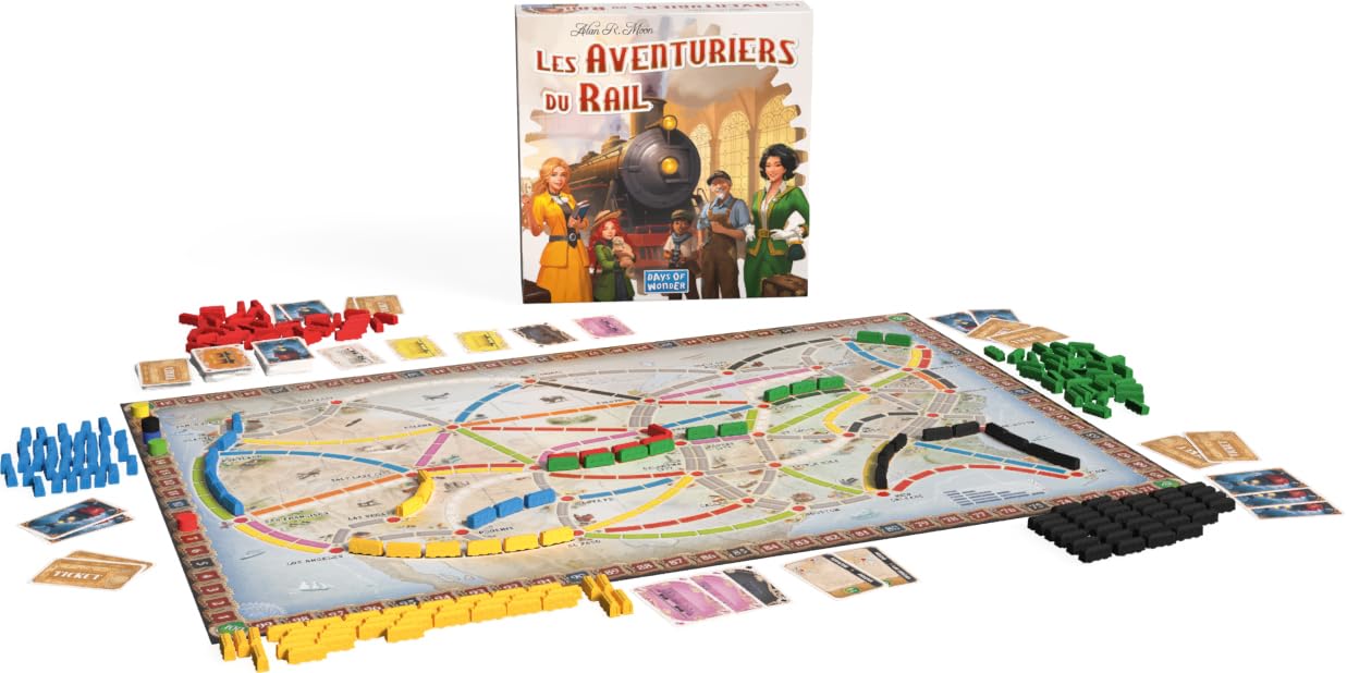 Asmodee - The Rail AVENTURIERS: Stany Zjednoczone - Gra podstawowa - Gra planszowa i strategiczna dla dzieci od 8 lat - As złota - 2-5 graczy - w języku francuskim - Days of Wonder