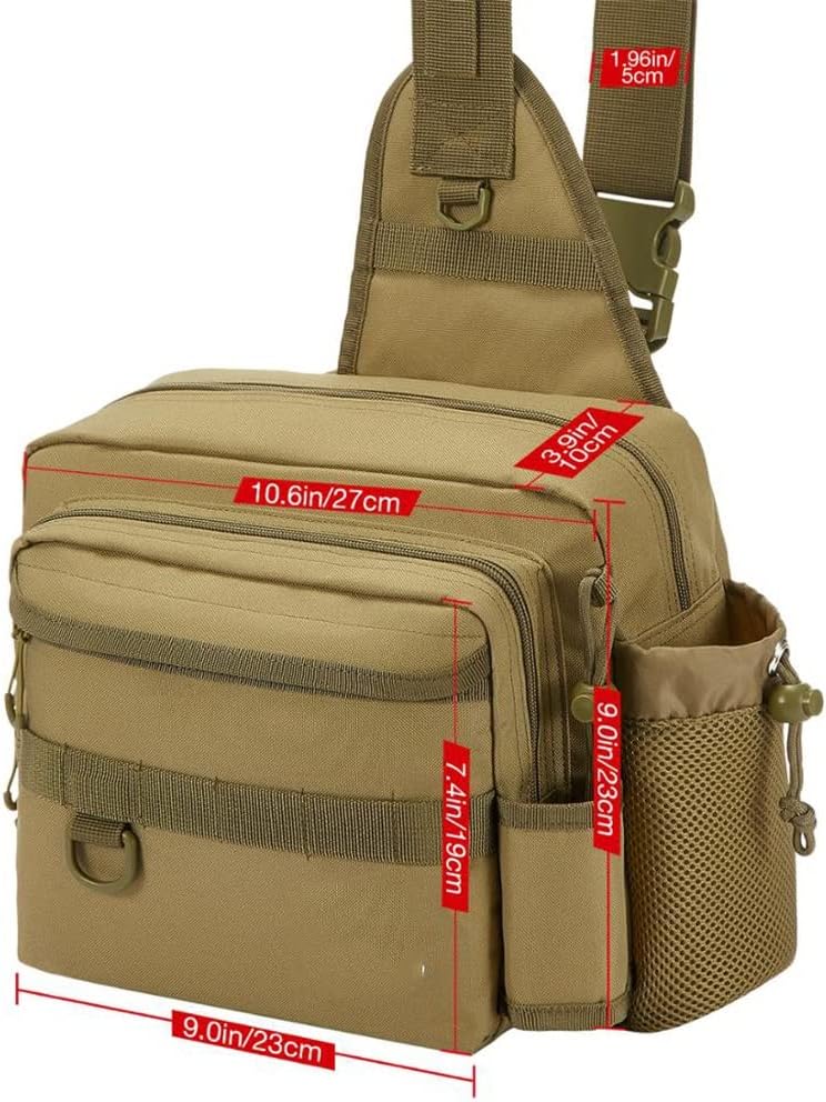 Multi-Purpose Nylon Sling Bag Water-Resistant Outdoor Fishing Tackle Storage Cross Body