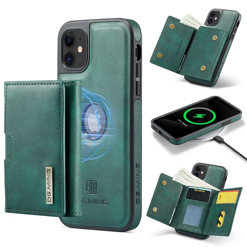 Étui magnétique iPhone 11 vert idéal pour voyager léger sans portefeuille
