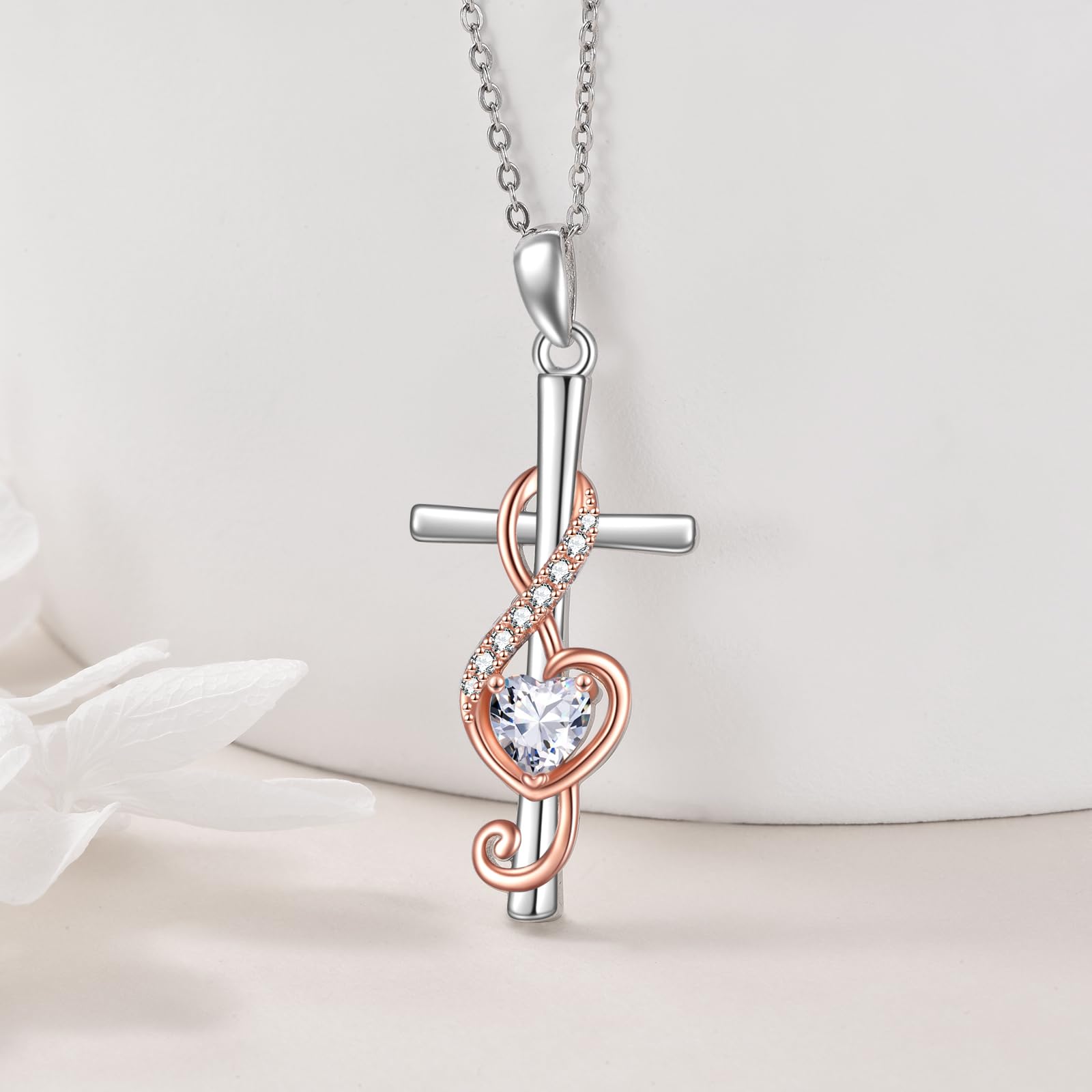 YAFEINI Collar de cruz con nota musical, violonchelo, guitarra para mujer, plata de ley, joyería de conformación, regalos para mujer