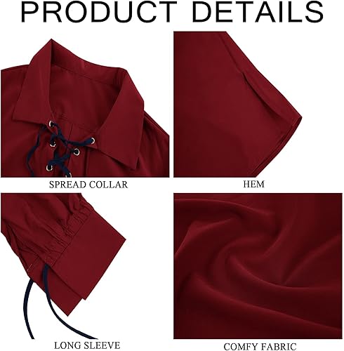 Miniatura 5 de Camisa de pirata medieval para hombre, vikingo, renacentista, con cordones, mercenario, Halloween, jacobita escocés, ghillie