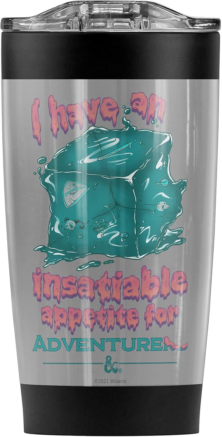 Dungeons and Dragons Insatiable Gelatinous Cube Stainless Steel Tumbler 20 oz Coffee Travel Mug/Cup, Vacuum Insulated & Double Wall with Leakproof Sliding Lid | Great for Hot Drinks and Cold Beverages