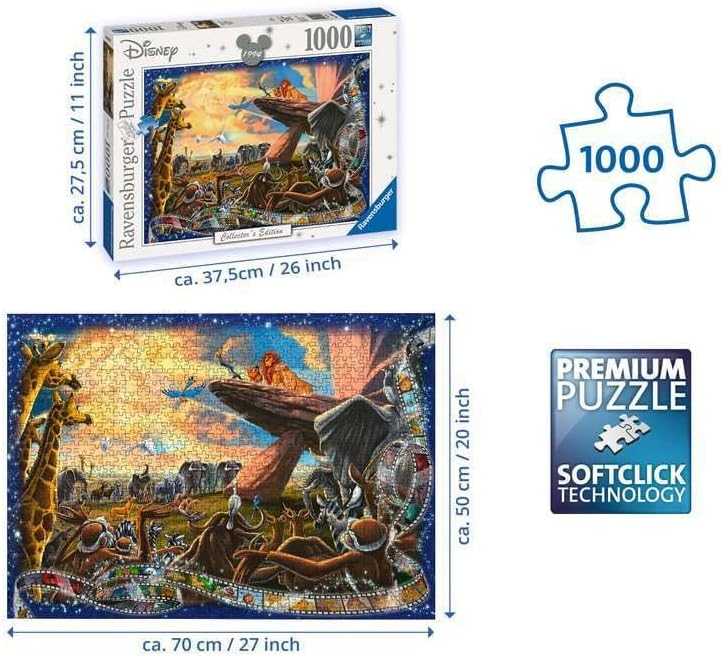 Ravensburger Disney The Lion King 1000 Piece Jigsaw Puzzle for Adults - 19747 - Every Piece is Unique, Softclick Technology Means Pieces Fit Together Perfectly