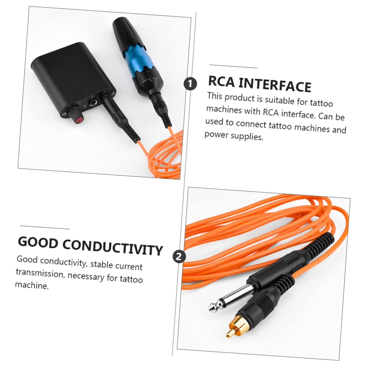 Cable Clip para Máquina de Tatuar Línea Gancho Naranja Cable de Alimentación Flexible y Duradero para Estable