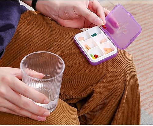 Miniatura 4 de Organizador de pastillas de viaje, pastillero portátil, 6 compartimentos, organizador diario de píldoras, caja de píldoras pequeña para bolsa de