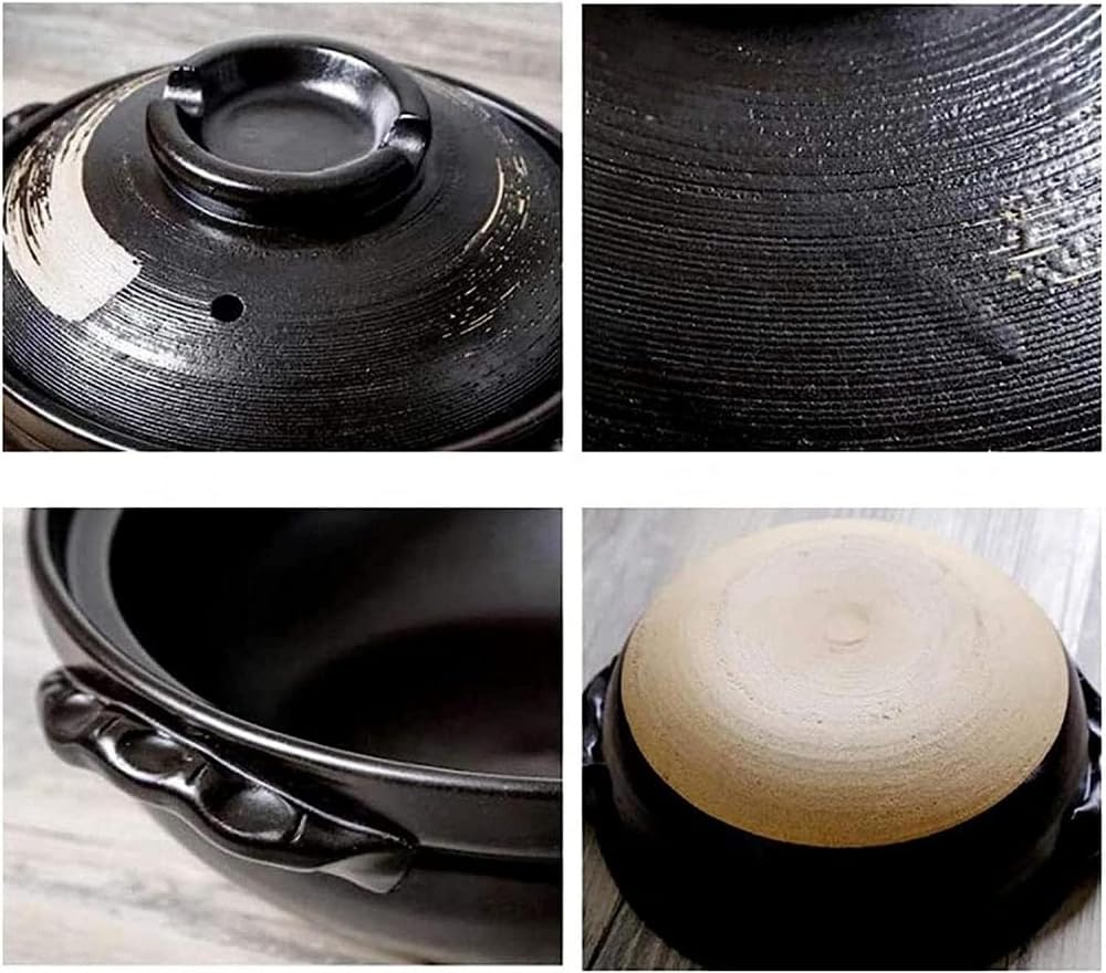 Kochtopf, Japanischer Keramik-Hot Pot, Hitzebeständiger Schmortopf mit Deckel, Langsamer Schmortopf, Runder Schmortopf, Suppentopf, Ölfreier Kochtopf