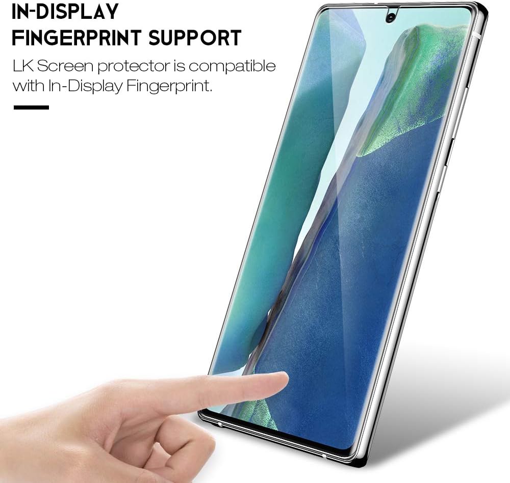 4 Pack LK 2 Pack Screen Protector + 2 Pack Camera Lens Protector Compatible for Samsung Galaxy Note 20, Positioning Tool, in-Display Fingerprint Support, HD Ultra-Thin