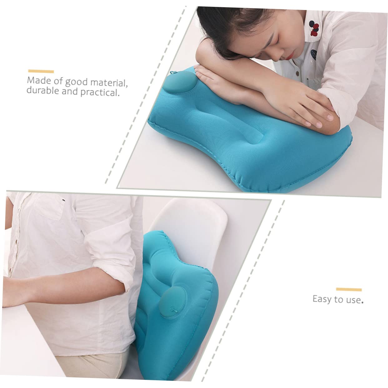 BESPORTBLE Inflatable Travel Pillow for Comfortable Support Ergonomic Design for Office and Camping Quick Inflation Noon Break Pillow for Car and Airplane Use Peacock