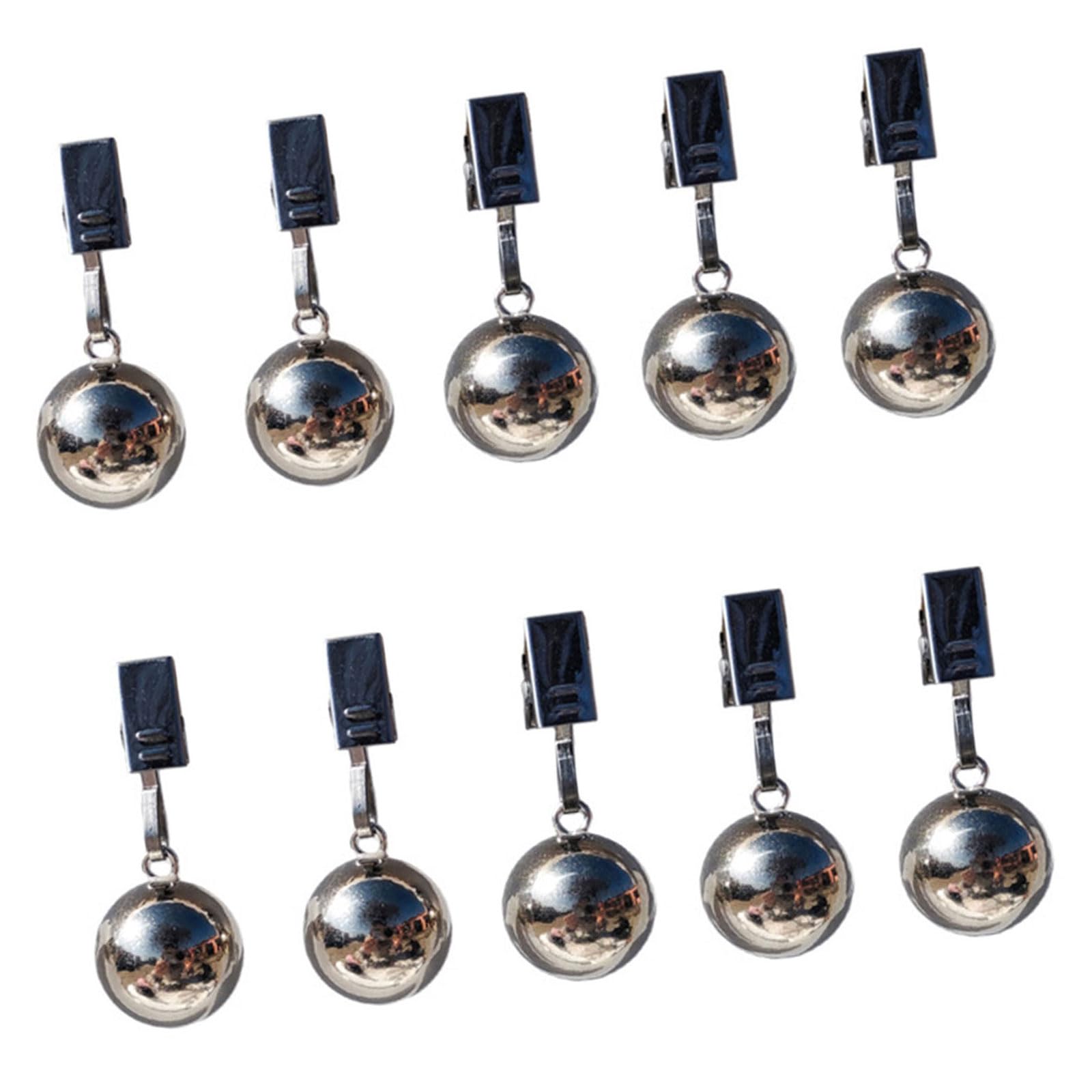 Kaeltsyn 10Pcs Heavy Duty Tablecloth Weights, Metal Ball with Tablecloth Clip for Outdoor Tables, Curtains, Christmas Gardens Flag Curtain Weight
