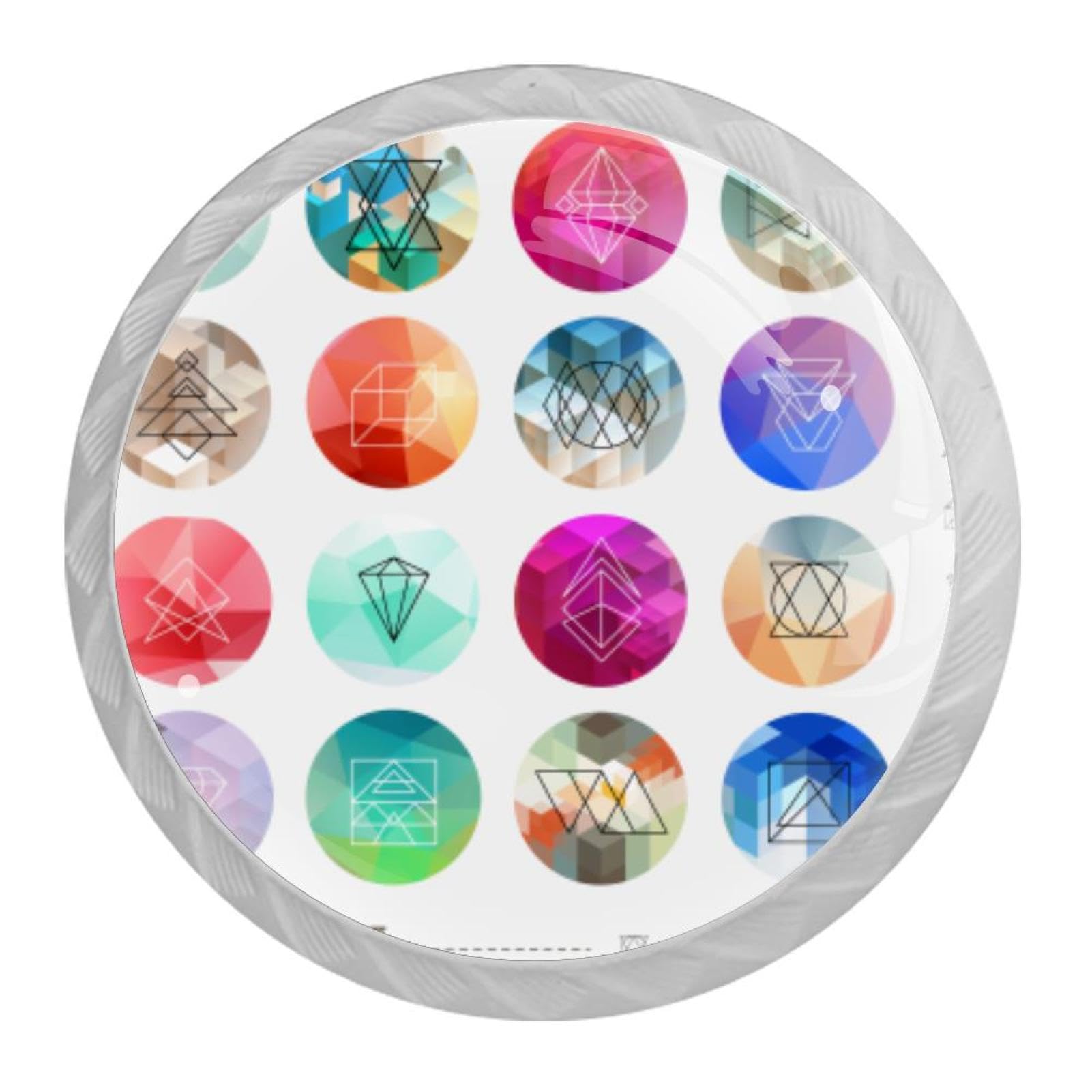 Tqmspg Multi03 4 Pieces Drawer Pulls Geometric Patterns Door Knobs Dresser Handles For Kitchen Wardrobe Cupboard Hardware Furniture