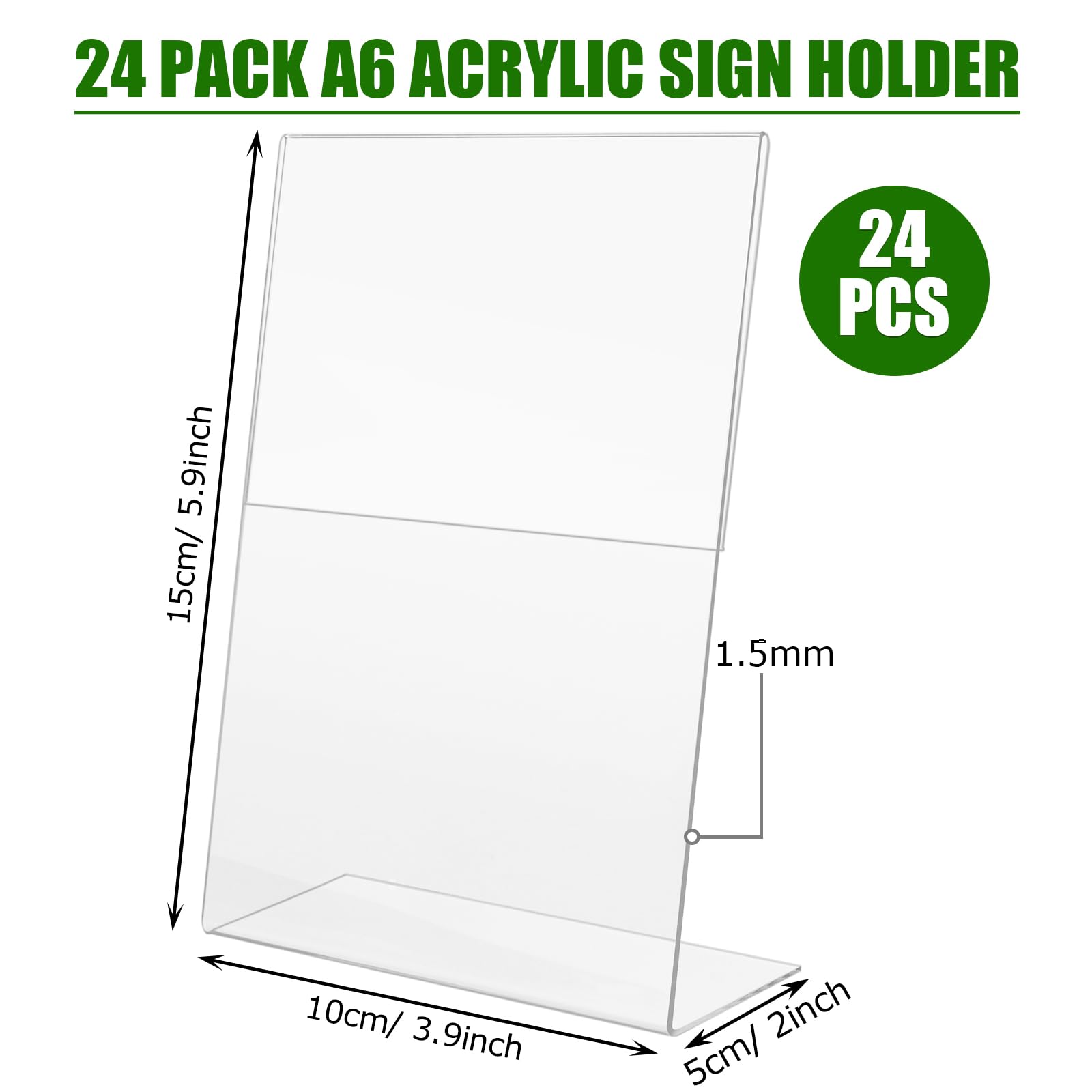 MIVIDE 24 Pezzi Espositori da Tavolo in Plastica A6, 150 x 100 mm Trasparente Espositore per Poster in Acrilico, Supporto da Tavolo A6 per Ristoranti, Menu, Hotel, Caffè
