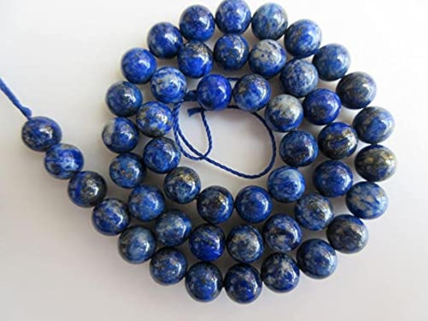 Perles lapis-lazuli 8mm grand trou de 1mm pour création bijoux originaux