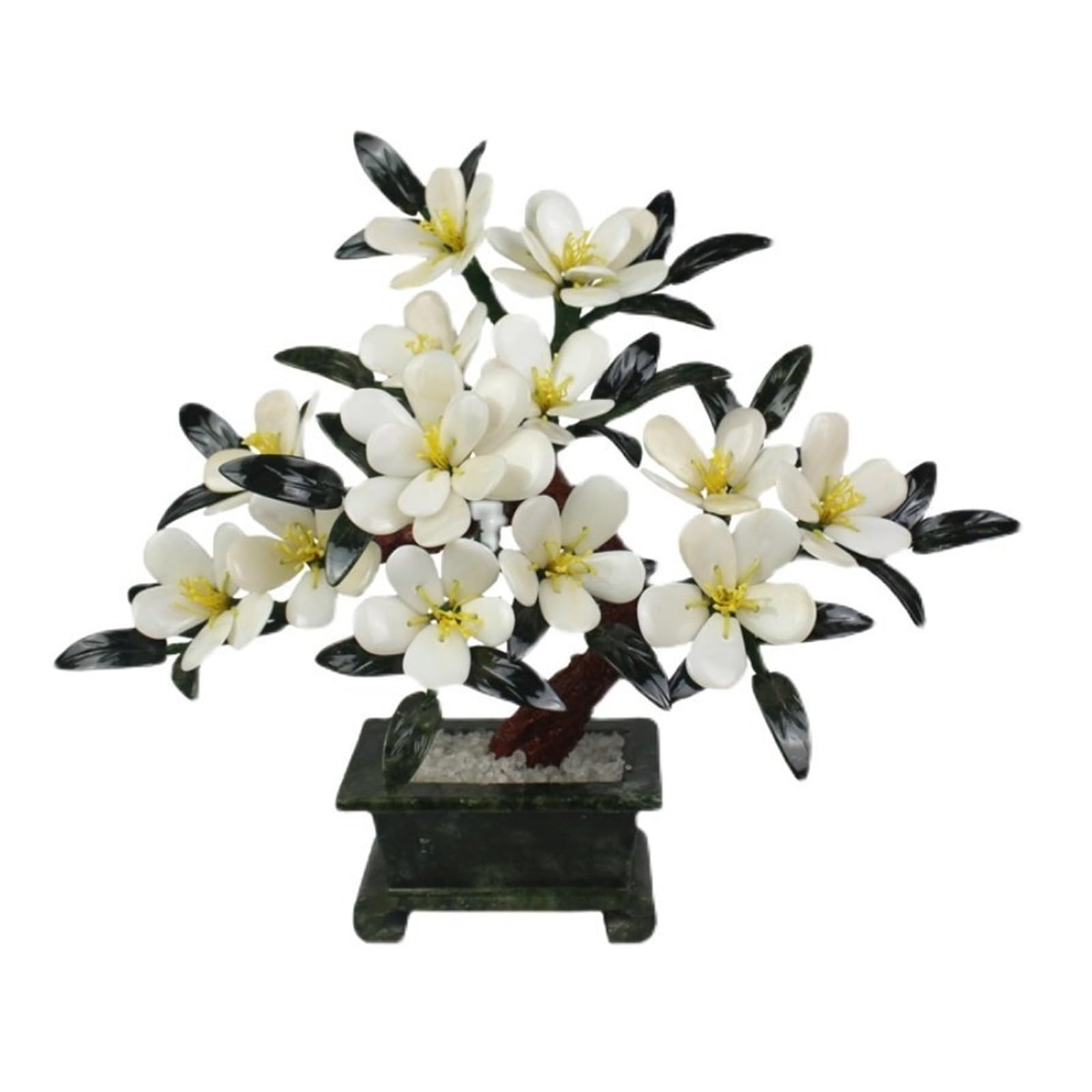WDSOPK simulated potted plant Chinese-style Bonsai Jade Magnolia Indoor Faux Potted Plant Artificial Tree Artificial Plants