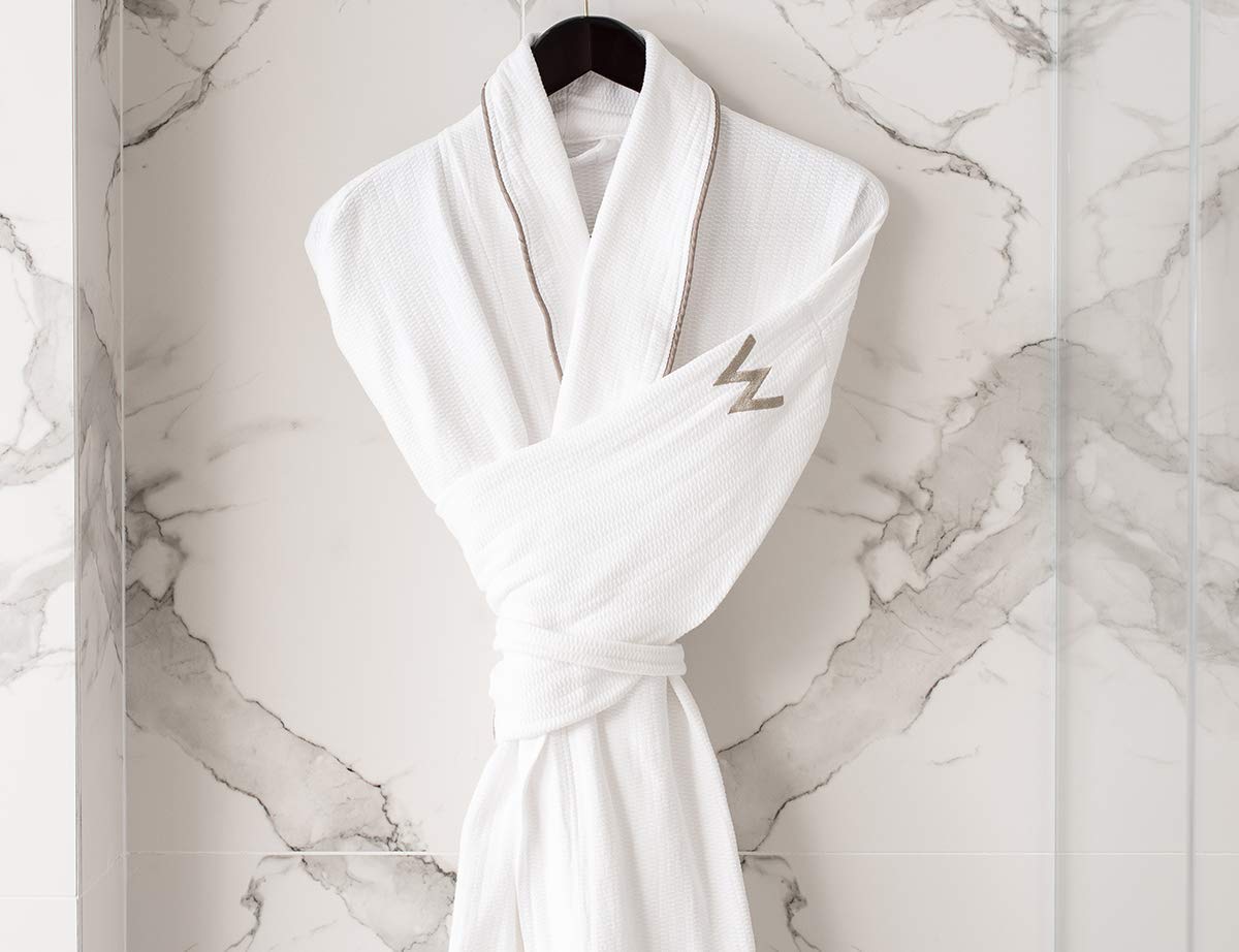 Peignoir 100% Coton - Tissu texturé - Col Châle - Taille Unique - Mixte - Exclusivité
