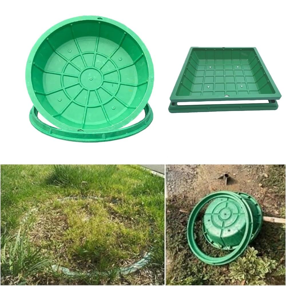 Cubierta y marco de resina duradera, tapa decorativa invisible para tanque séptico, cubierta de drenaje de plástico resistente para patio, paisaje y carreteras (B, 40 x 40 cm)