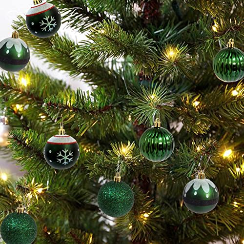 Lekejia Green Christmas Balls 16Ct 2.36”Christmas Tree Decoration, Shatterproof Plastic Decorative Green Christmas Ornaments Exquisite Designs (Green) #TOP2