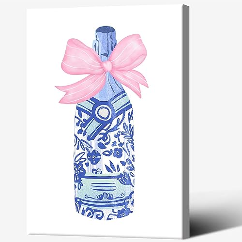 Miniatura 22 de Lienzo decorativo retro rosa para pared, póster de cóctel funky de verano, impresiones de alcohol rosa preppy, decoración estética ecléctica para