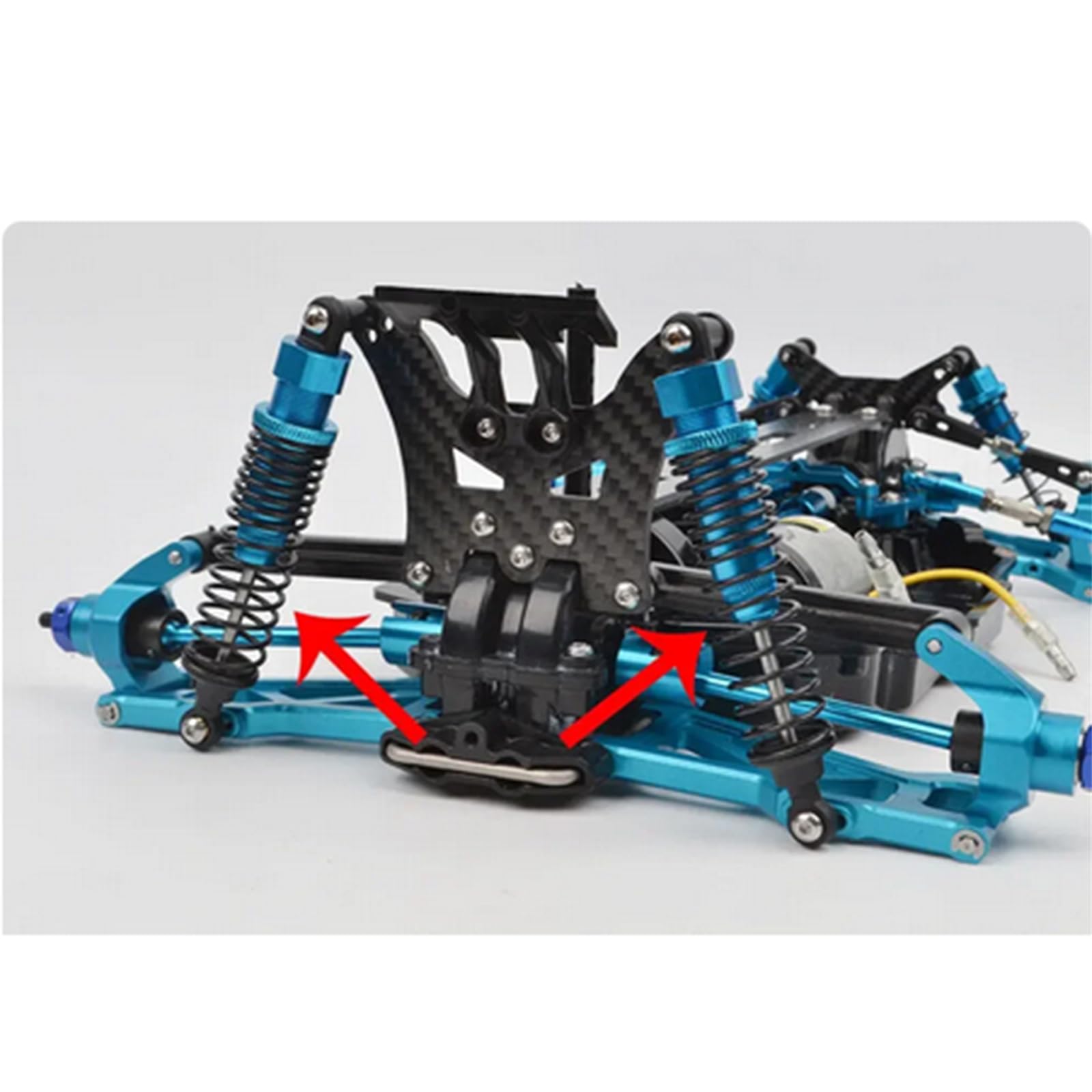 1/10 RC Ammortizzatori anteriori e posteriori, confezione da 4 in alluminio per Tamiya DT-02 DF-02 DT-03 TT-02B 1/10 RC Parti di aggiornamento (blu)