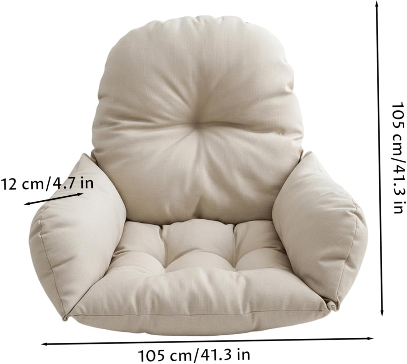 Cojín colgante para silla mecedora para exterior: moderno columpio colgante cojín de poliéster suave resistente al agua cojín de repuesto para jardín con reposacabezas para columpio colgante (1 beige)