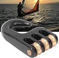 Vista 4 de OUKENS 3 ruedas aparejo polea gancho, aleación de aluminio negro universal Windsurf Rigging polea gancho 3 rollo rueda Windsurf Hardware Accesorios