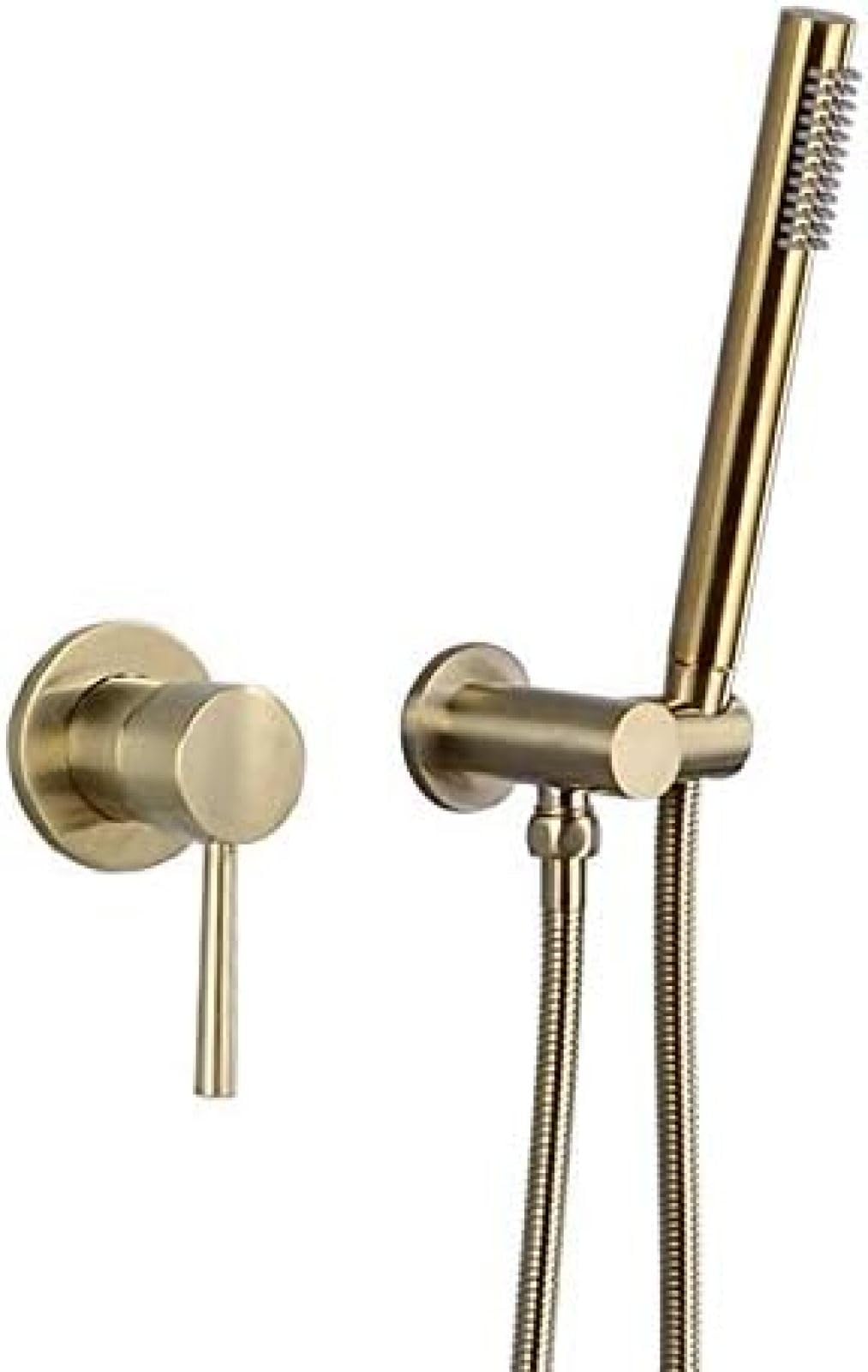 Aycdl Gold Brushed Concealed Bathroom Shower Faucet Bathtub Shower Faucet Wall Mounted Mixer Tub Tap