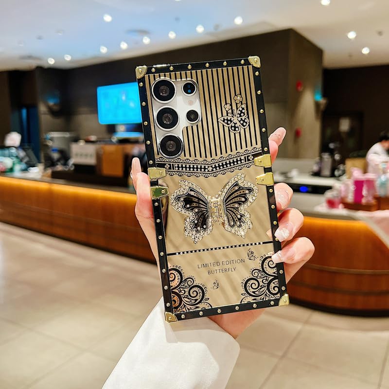 LuxuryKase Premium Shockproof Designer Case for Samsung Galaxy S24 Ultra | Bling Butterfly Mirror Finish | Metallic Corner... - Review, Price and Buying Guide