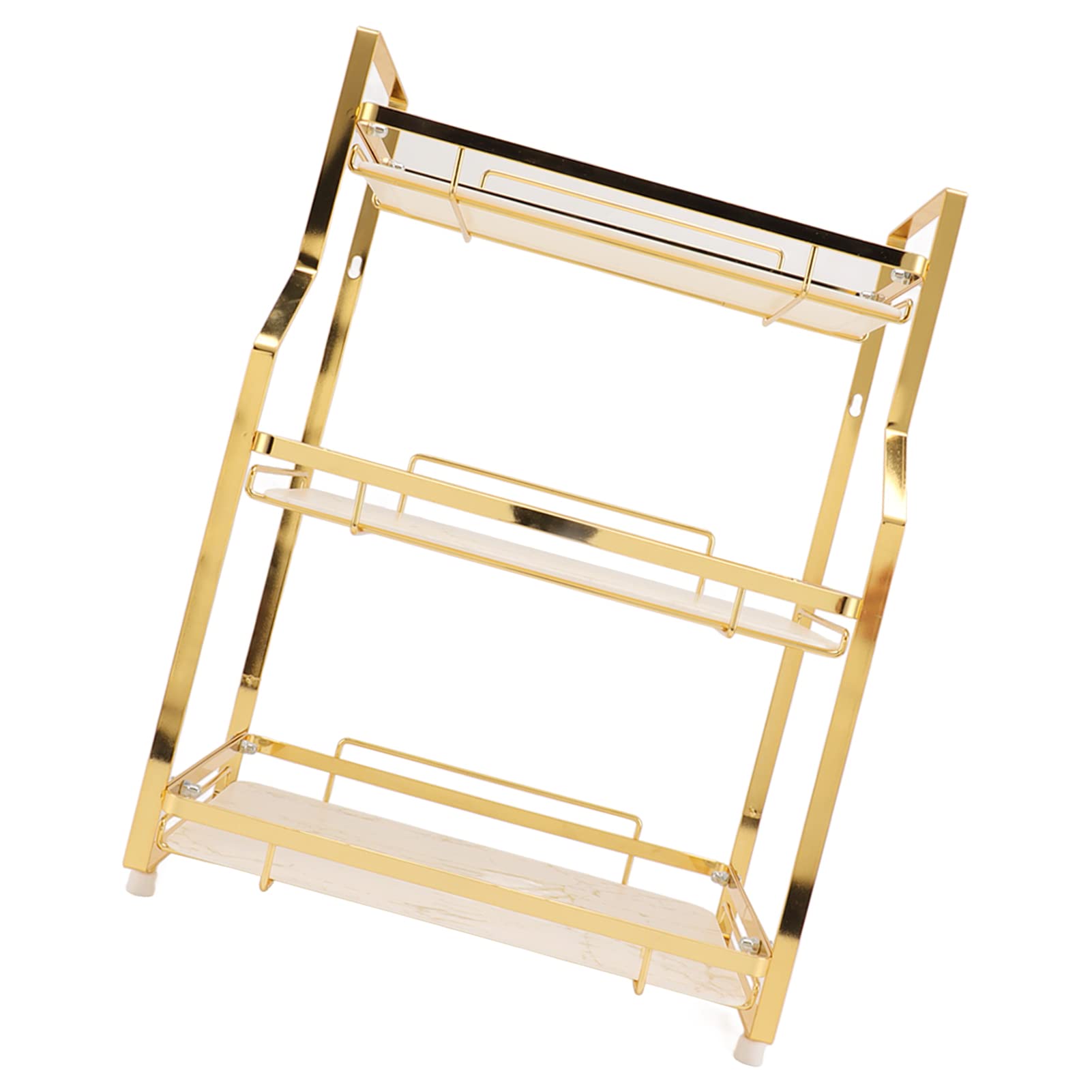 Haofy Gewürzregal 2-stufig – Weiß & Gold, Wandmontiert, Für Küche & Badezimmer