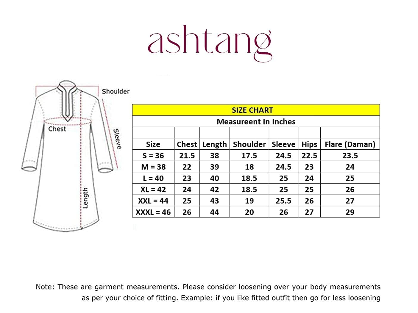 ashtang Kurta lisa para hombre