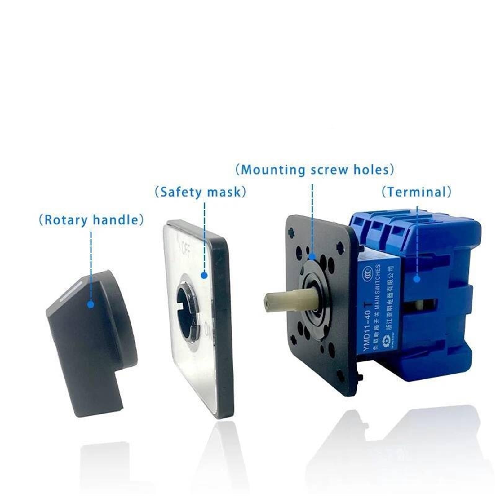 1 unidad YMD11-63T, interruptor selector de leva giratorio trifásico 3P, encendido y apagado, 690 V, 63 A, contacto plateado.
