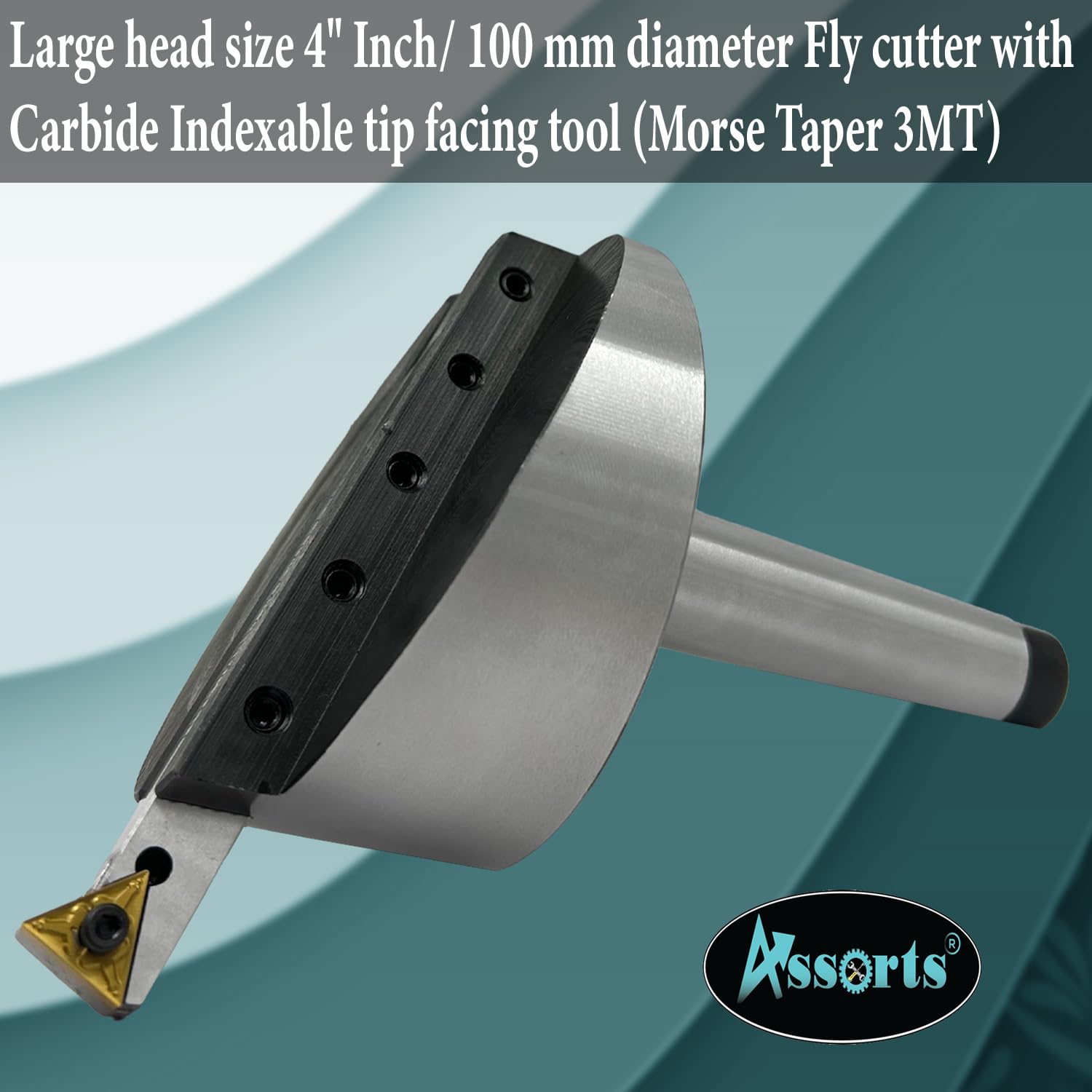 Cortador de moscas con punta indexable de carburo (Morse Taper 3MT) de tamaño grande de 100 mm de diámetro