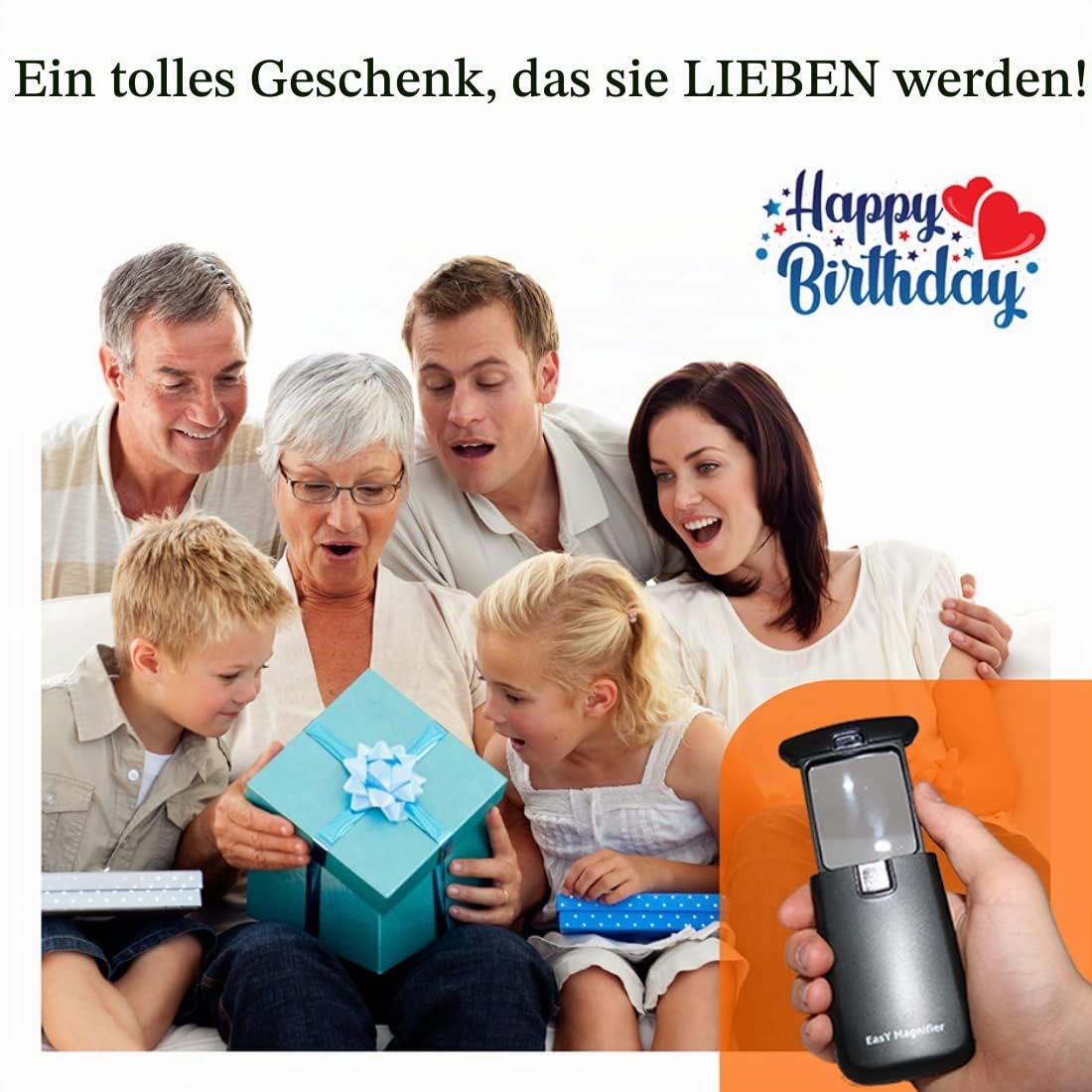 EasY-Magnifier Taschen-Leselupe 3Fach; 2Pack Mit LED Licht; Kleine Lupe Mit Rechteckiger Acryl Linse; Beleuchtetes Vergrösserungsglas Zum Lesen Für Unterwegs; Handlupe, Lesehilfe