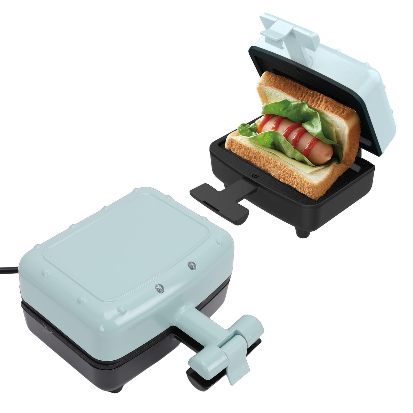 Mini Sandwichera antiadherente de doble cara para tostadas, tortilla, Panini, prensa con mango de tacto frío, pies antideslizantes