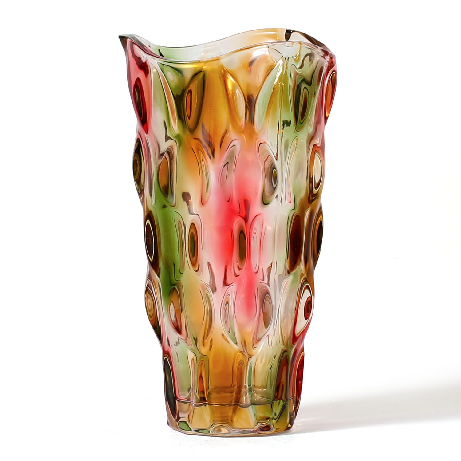 CEMABT Jarrones de cristal de 9.5 pulgadas y 3.3 libras para flores, jarrón irrompible grueso para mesas, centros de mesa, jarrones grandes, coloridos, vintage y transparentes, para ramo, regalos