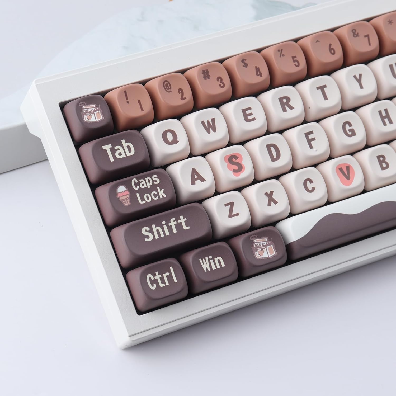 JakeTsai MOA Profile Lot de Touches PBT 60%, 136 Touches Personnalisées par Sublimation ANSI compatibles avec Cherry MX Switch Clavier Mécanique