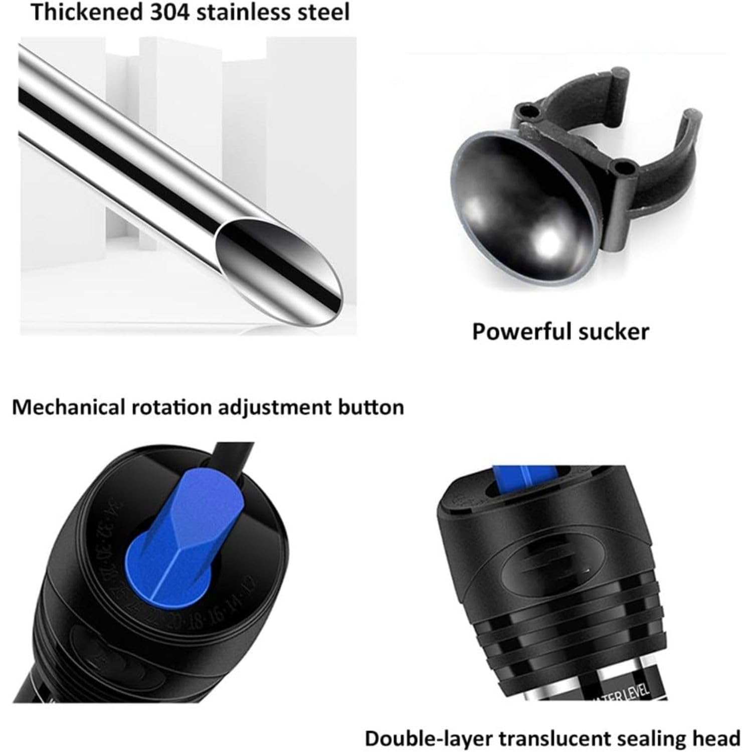 VAYINATO® 25W Stainless Steel Heater + Protective Cover Water Heater and Adjustable Temperature, Explosion-Proof with Suction Cup (Heater Will Turn on Only When Kept Under Water) 4