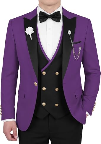 3 Piece Tuxedo for Men Slim Fit Suit for Men Wedding with Bow Tie