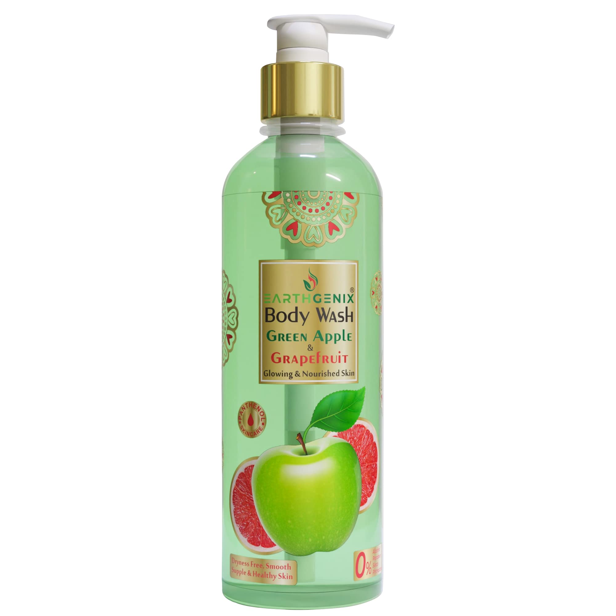 Earthgenix Body Wash Green Apple & GrapeFruit 300ml, (Loofah Free), For Glowing & Nourished Skin, All Skin Type, For Men And Women