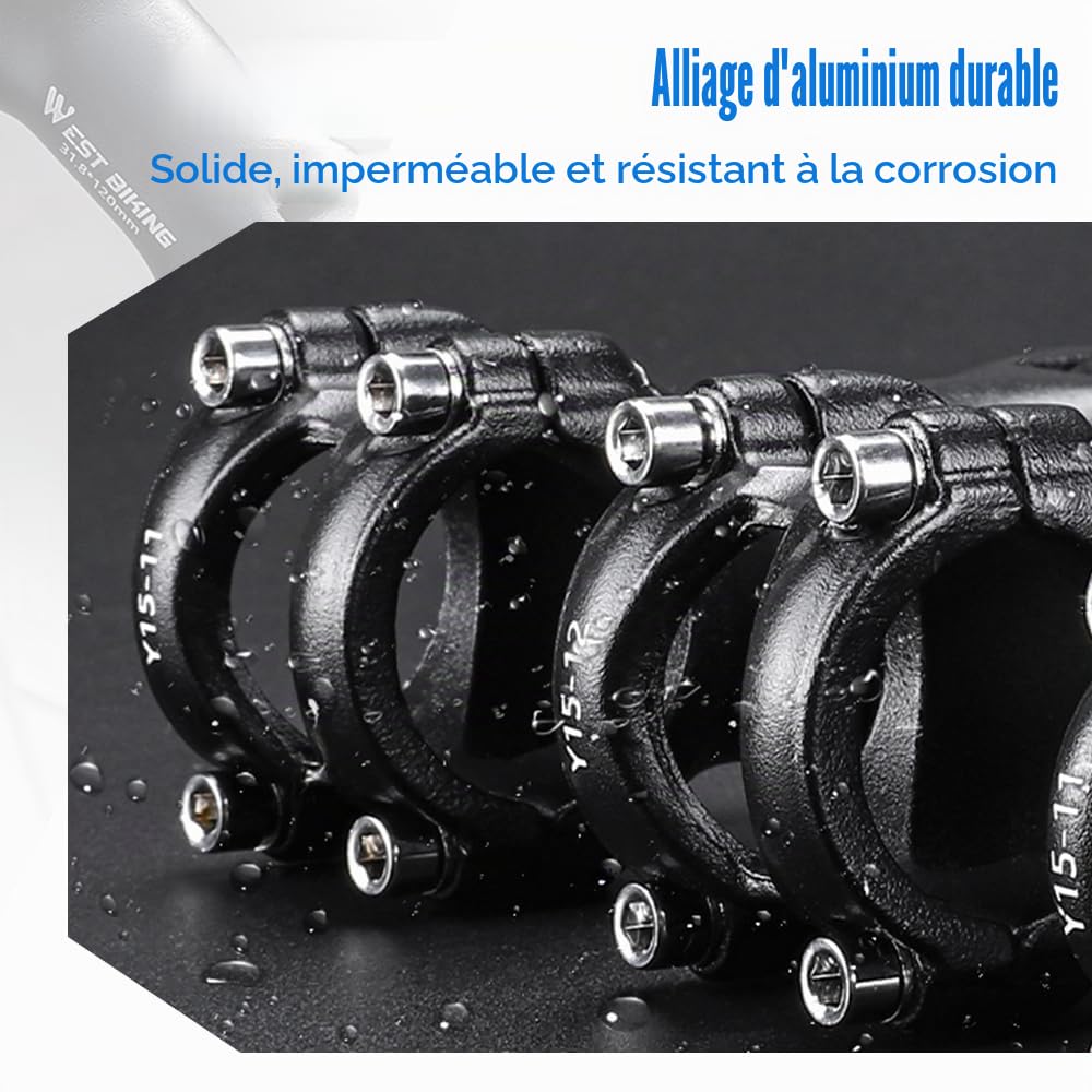 Potence de Vélo Réglable – Potence en Aluminium pour VTT, Vélo de Route & Vélo Électrique, Angle ±60°, Solide & Résistante aux Intempéries, avec Clés Allen