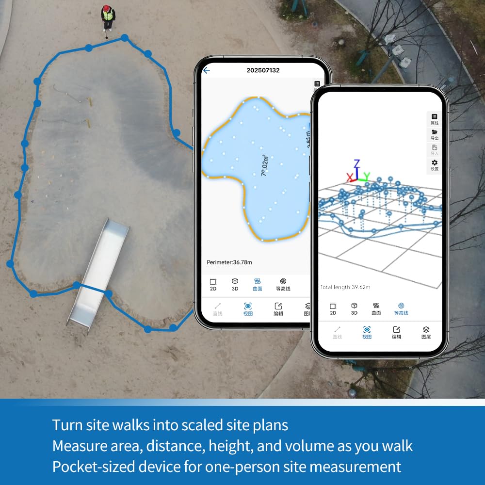 BAOTURE Bewegungsbasiertes Messwerkzeug - Gehen & Messen von Entfernung, Fläche & Umfang, Tragbares digitales Messgerät für Bau, Landschaftsbau & Heimwerker