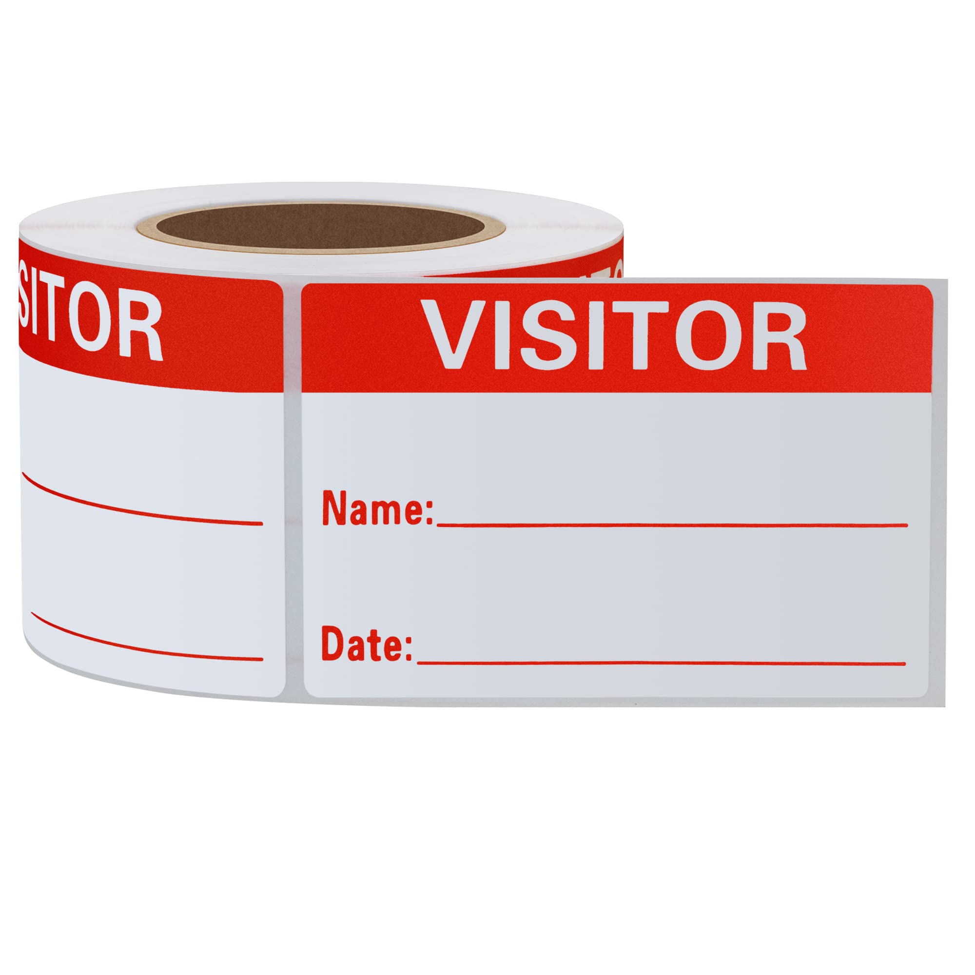 Etichette adesive per pass visitatori scrivibili, 5 x 7,6 cm, colore rosso, 300 adesivi per rotolo (10 rotoli)