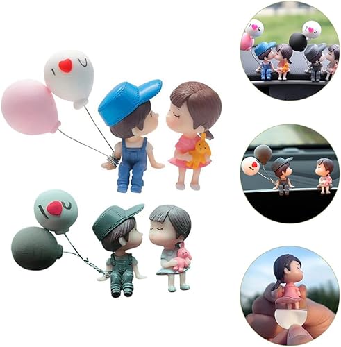 Miniatura 3 de 2 pares de figuras de acción para parejas de automóvil, decoración de tablero de automóvil, día de San Valentín, para él y ella
