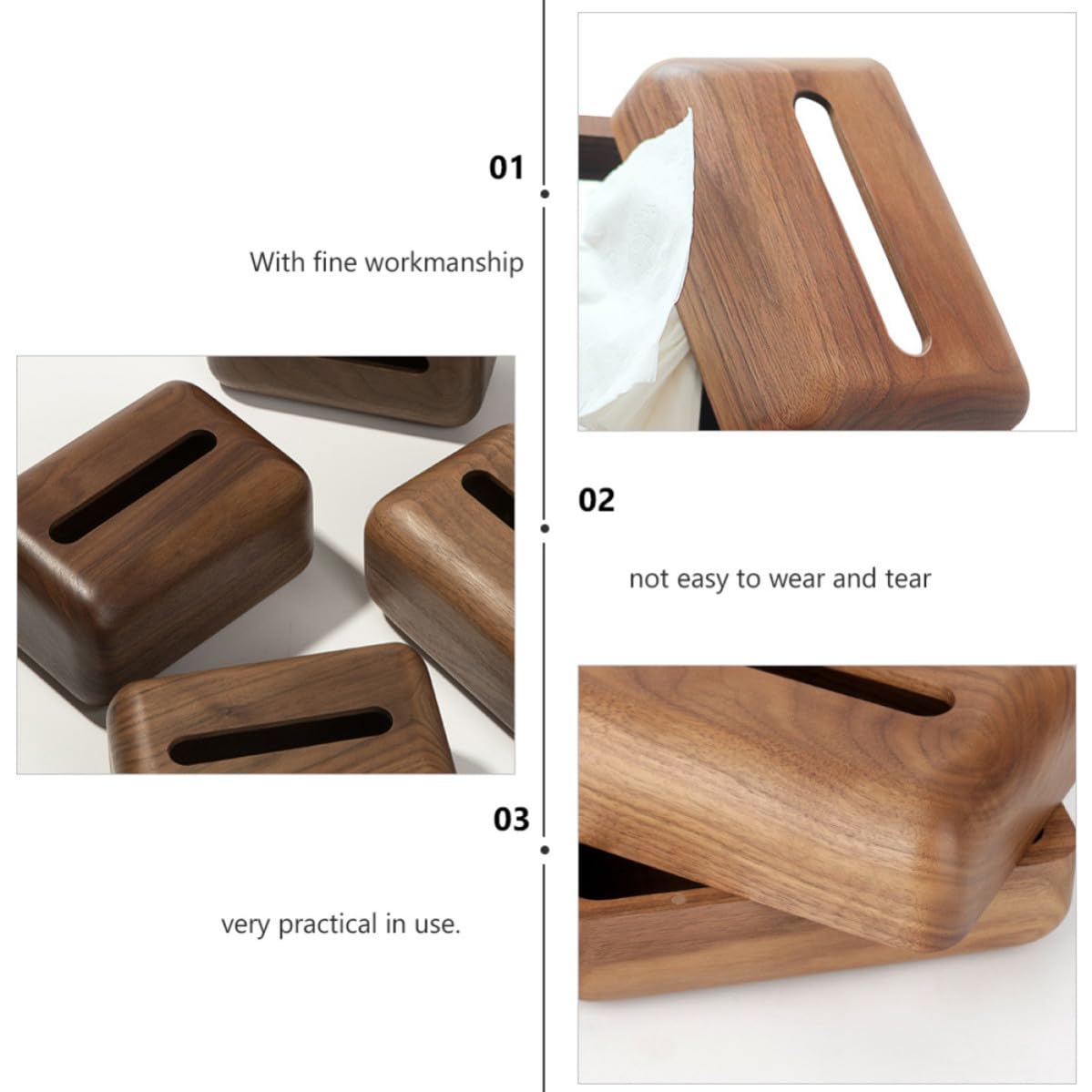 Legno Scatola Porta Fazzoletti Marrone per Tavolo, Ufficio