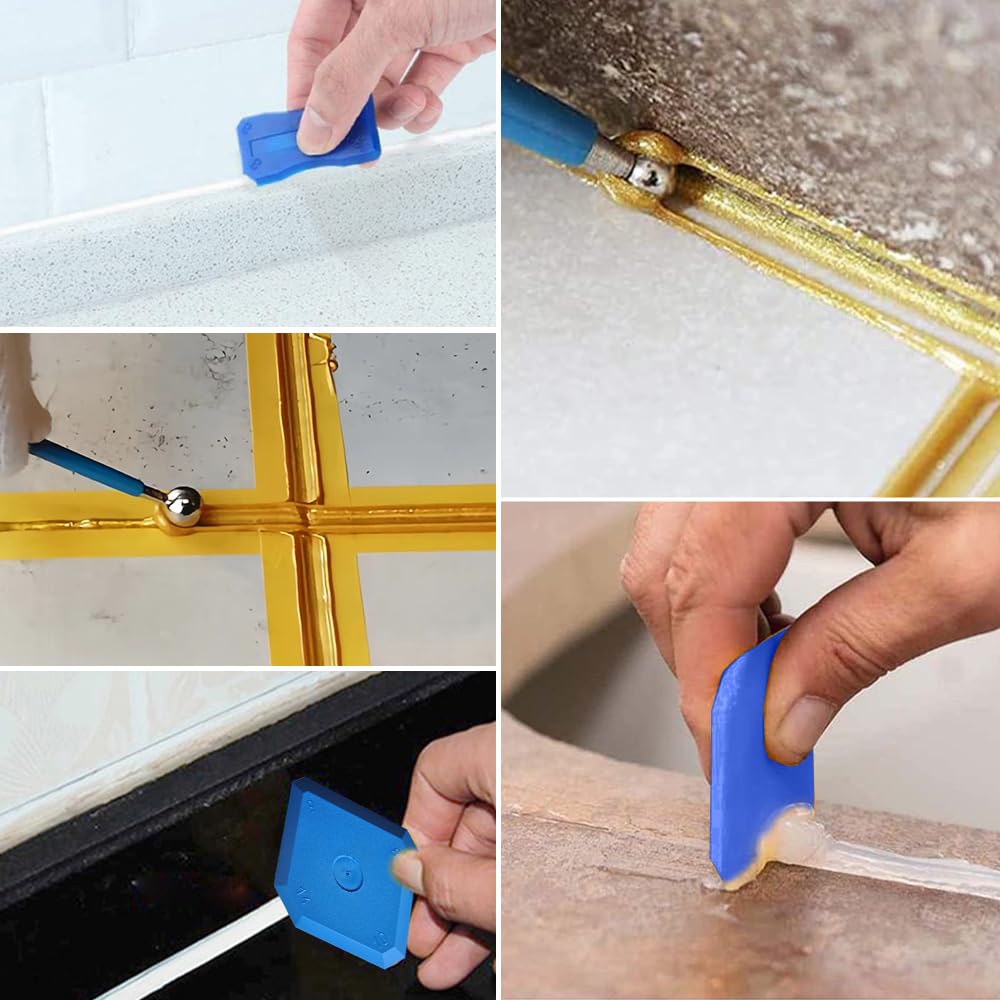 Set di 9 Strumenti per Calafataggio,Spatole per Silicone,Kit di Raschietto Spatola per Sigillante,Tira Silicone per Angoli con 23 Forme Diverse,Spatola per Silicone per Stanza da Bagno Cucina