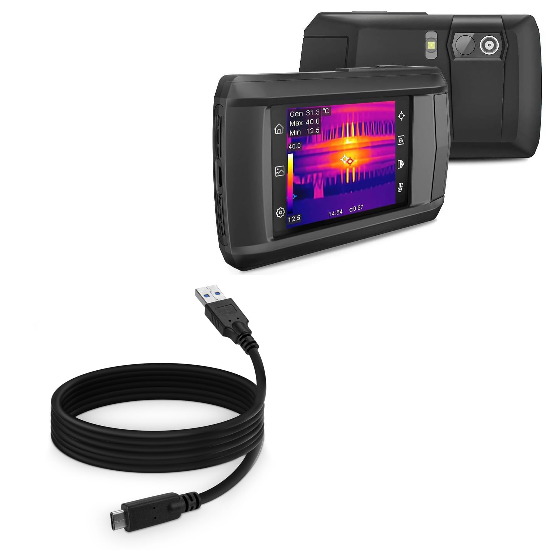 BoxWaveCable Compatible with HSFTOOLS HP96 Thermal Imaging Camera - DirectSync - USB 3.0 A to USB 3.1 Type C, USB C Charge and Sync Cable - 6ft - Black