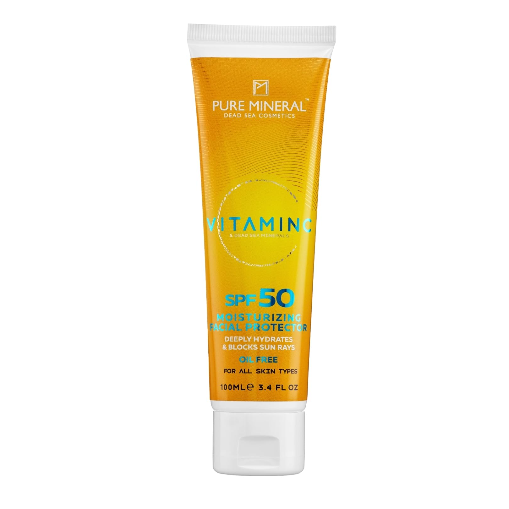 Pure Mineral - Protector Hidratante Facial SPF50 - Minerales del Mar Muerto, Vitamina C, Protección UV, Hidratación Intensa - Sin siliconas, sulfatos, parabenos - 100ml