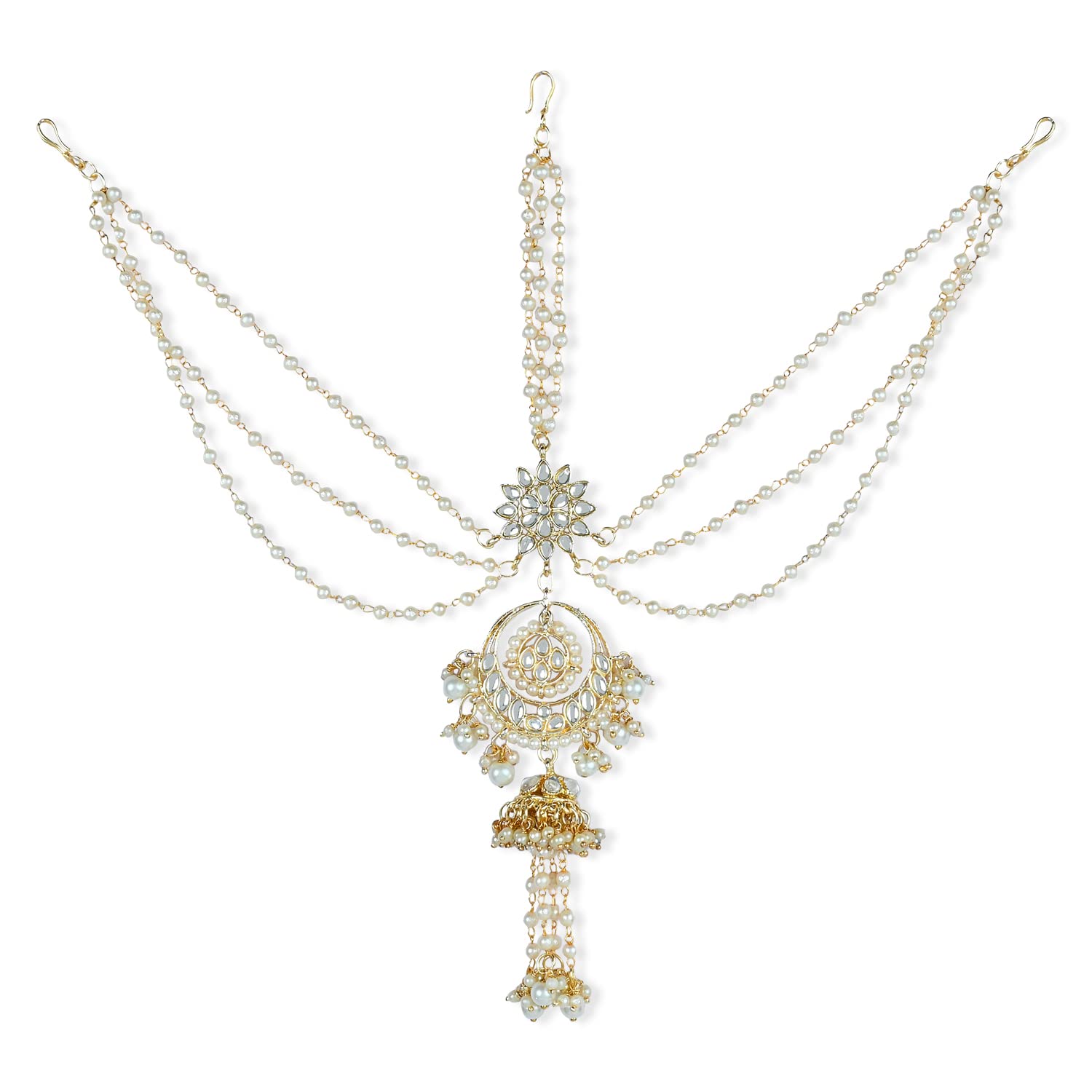 I Jewels Gold Plated Traditional Handcrafted White Kundan and Pearl Studded Paranda/Hair Braid Pin Choti For Bridal Perfect for Wedding (T2087W) (B0B7RDTDYP) Amazon Price History, Amazon Price Tracker